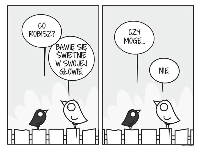 CO ROBISZ? BAWIĘ SIĘ ŚWIETNIE W SWOJEJ GŁOWIE. CZY MOGĘ... NIE.