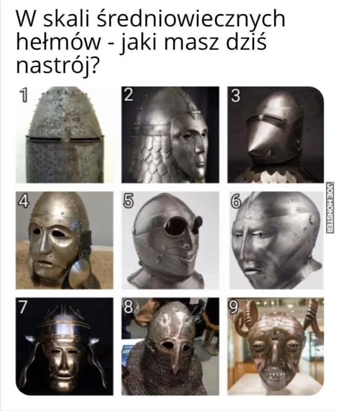 W skali średniowiecznych hełmów - jaki masz dziś nastrój?