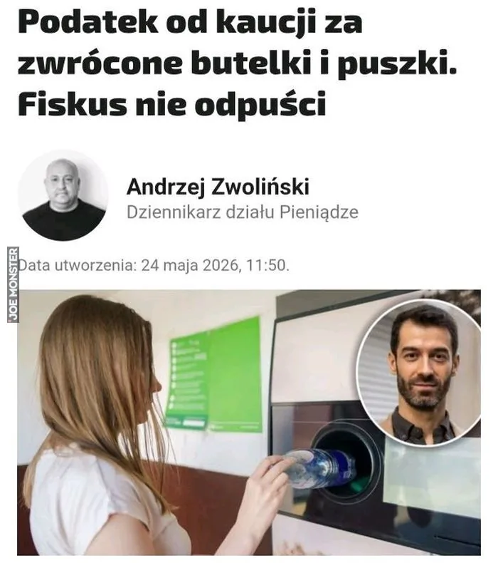 Podatek od kaucji za zwrócone butelki i puszki. Fiskus nie odpuści
Andrzej Zwoliński
Dziennikarz działu Pieniądze
Data utworzenia: 24 maja 2026, 11:50.