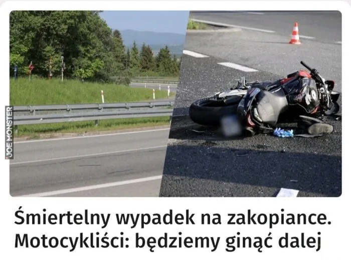 Śmiertelny wypadek na zakopiance. Motocykliści: będziemy ginąć dalej