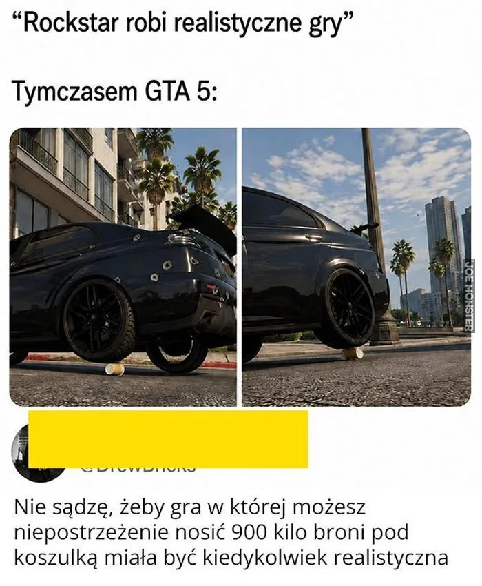 Rockstar robi realistyczne gry. Tymczasem GTA 5: Nie sądzę, żeby gra w której możesz niepostrzeżenie nosić 900 kilo broni pod koszulką miała być kiedykolwiek realistyczna