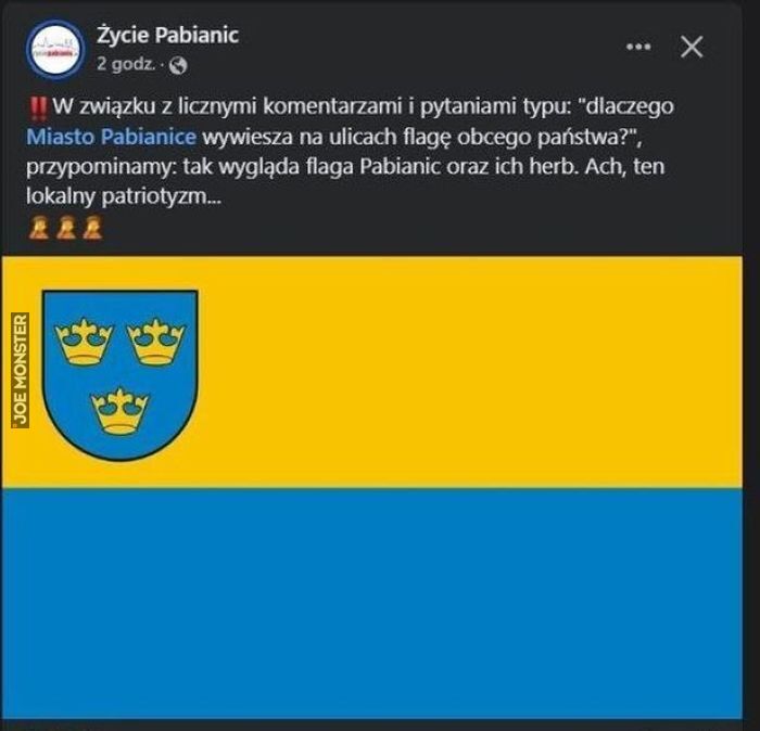 Życie Pabianic W związku z licznymi komentarzami i pytaniami typu: "dlaczego Miasto Pabianice wywiesza na ulicach flagę obcego państwa?", przypominamy: tak wygląda flaga Pabianic oraz ich herb. Ach, ten lokalny patriotyzm...>