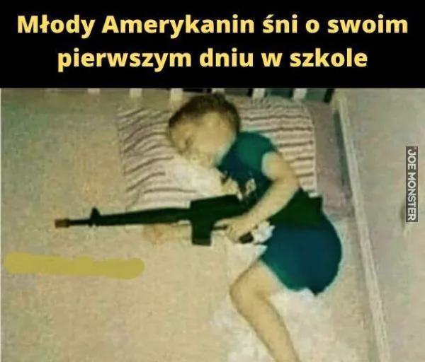 Młody Amerykanin śni o swoim pierwszym dniu w szkole
