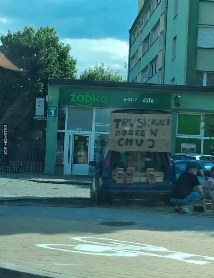 żabka, 6-23/7, cafe (kawiarnia), TRUSKAWKI DOBRE W CHUJ