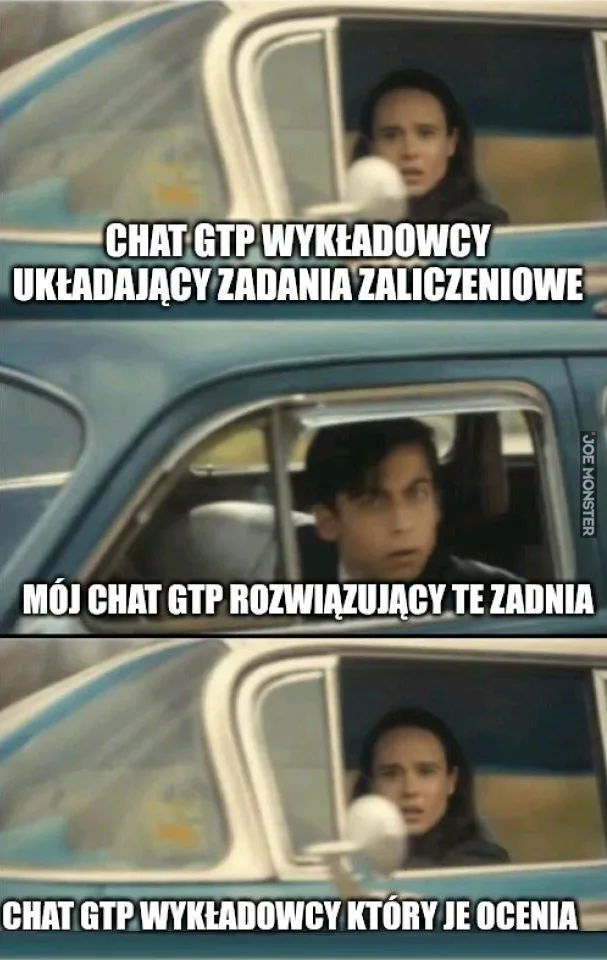 CHAT GTP WYKŁADOWCY UKŁADAJĄCY ZADANIA ZALICZENIOWE
MÓJ CHAT GTP ROZWIĄZUJĄCY TE ZADANIA
CHAT GTP WYKŁADOWCY KTÓRY JE OCENIA