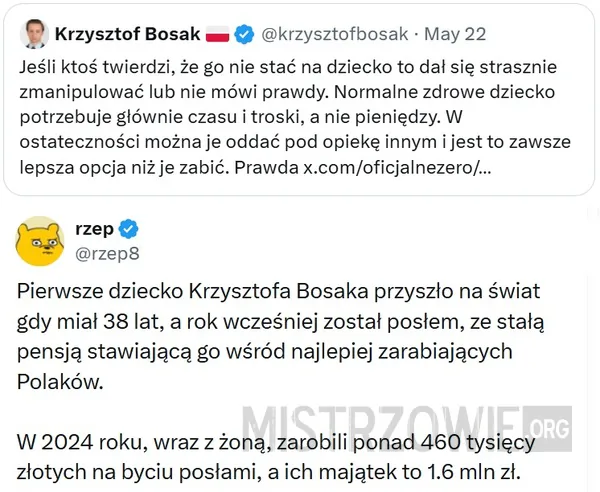 Jeśli ktoś twierdzi, że go nie stać na dziecko to... –